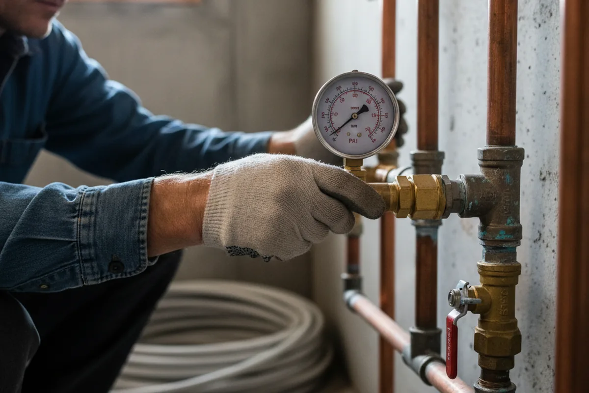 Pressure testing a repaired line during Water Line Repair in Cartersville